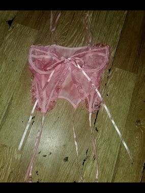 Unbranded Pink Lace Bustier Corset with Ribbon Detail